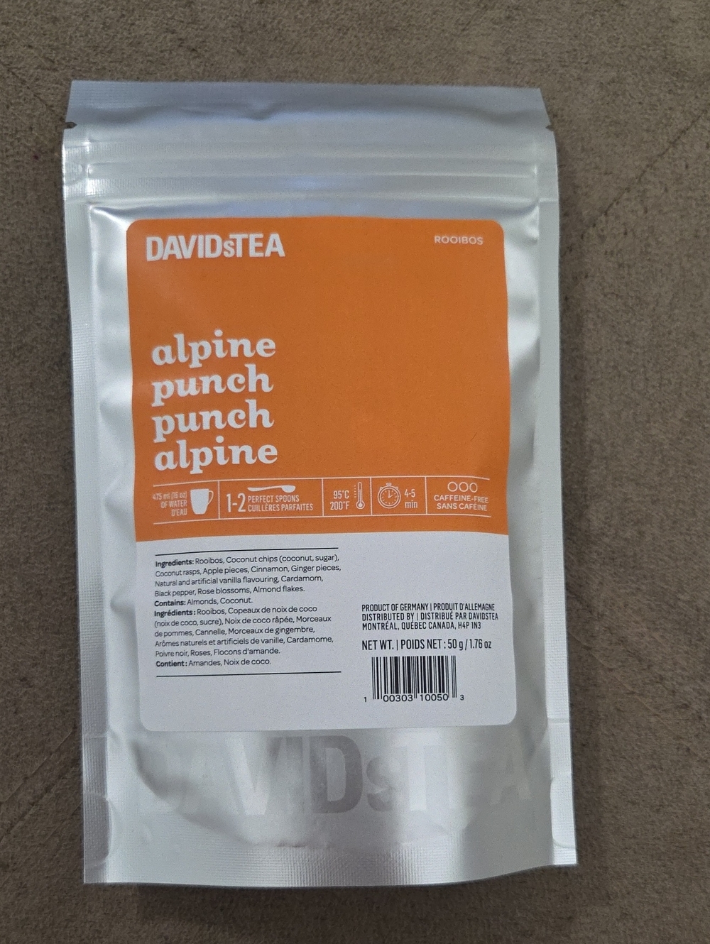 2/$20 New! Sealed! Davidstea ALPINE PUNCH Loose Leaf Tea 50g Davids Tea